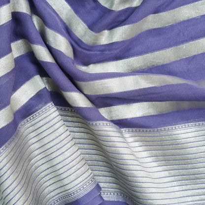 Pure Georgette Handloom Stripes Banarasi Saree - Khinkhwab