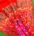 Red & Pink Georgette Bandhani Handloom Banarasi Shikargah Dupatta - Khinkhwab