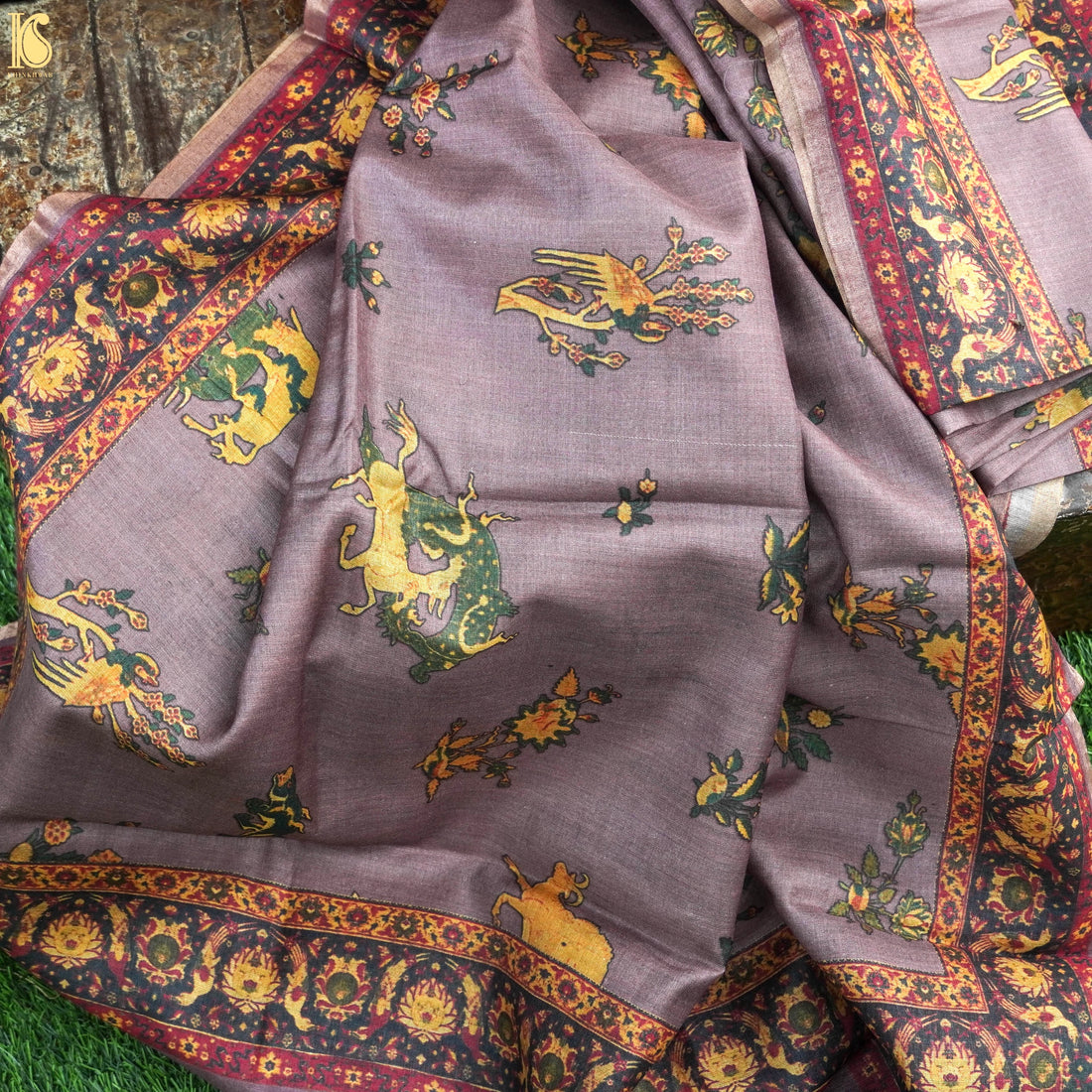 Pure Tussar Silk Deer Print Dupatta - Khinkhwab