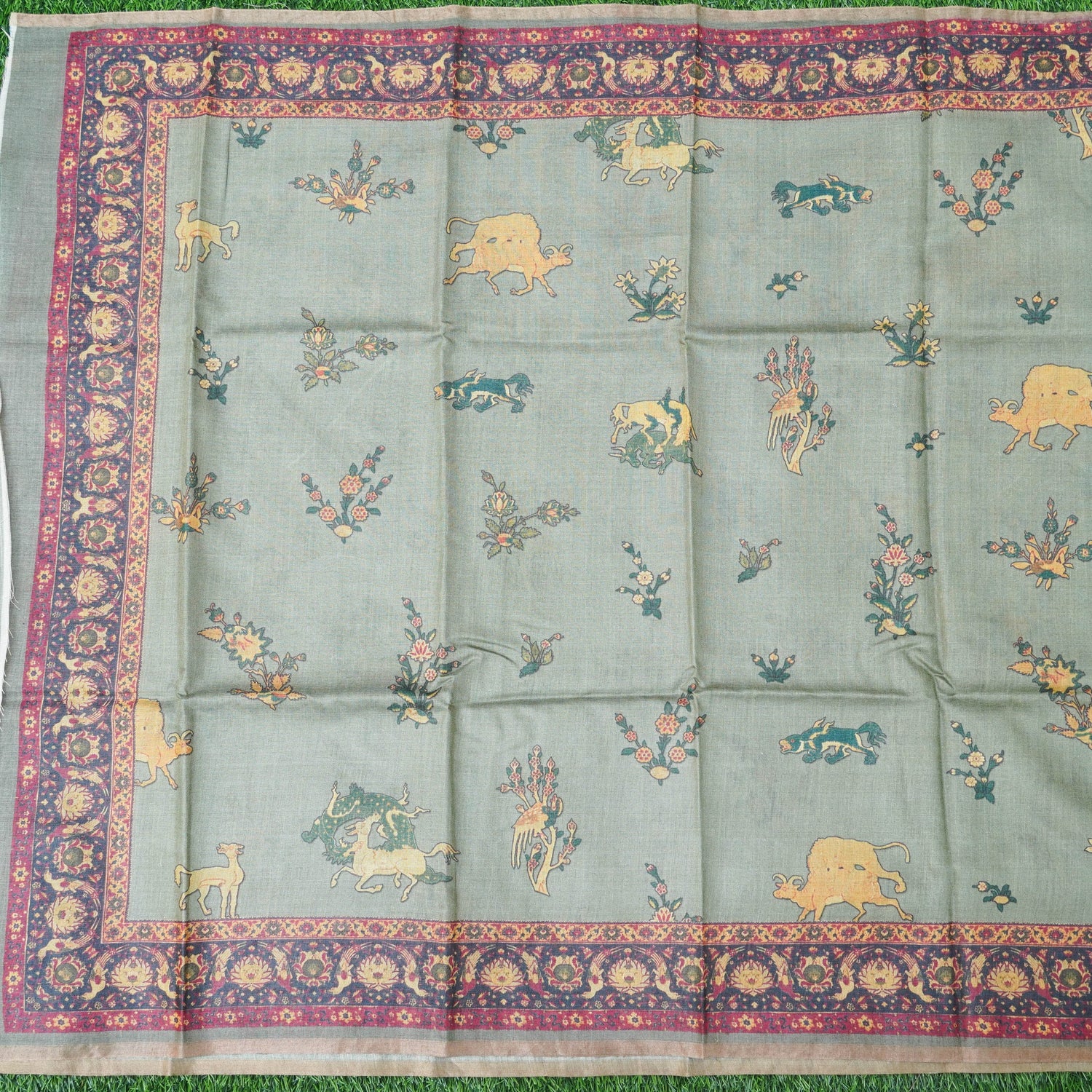 Pure Tussar Silk Deer Print Dupatta - Khinkhwab