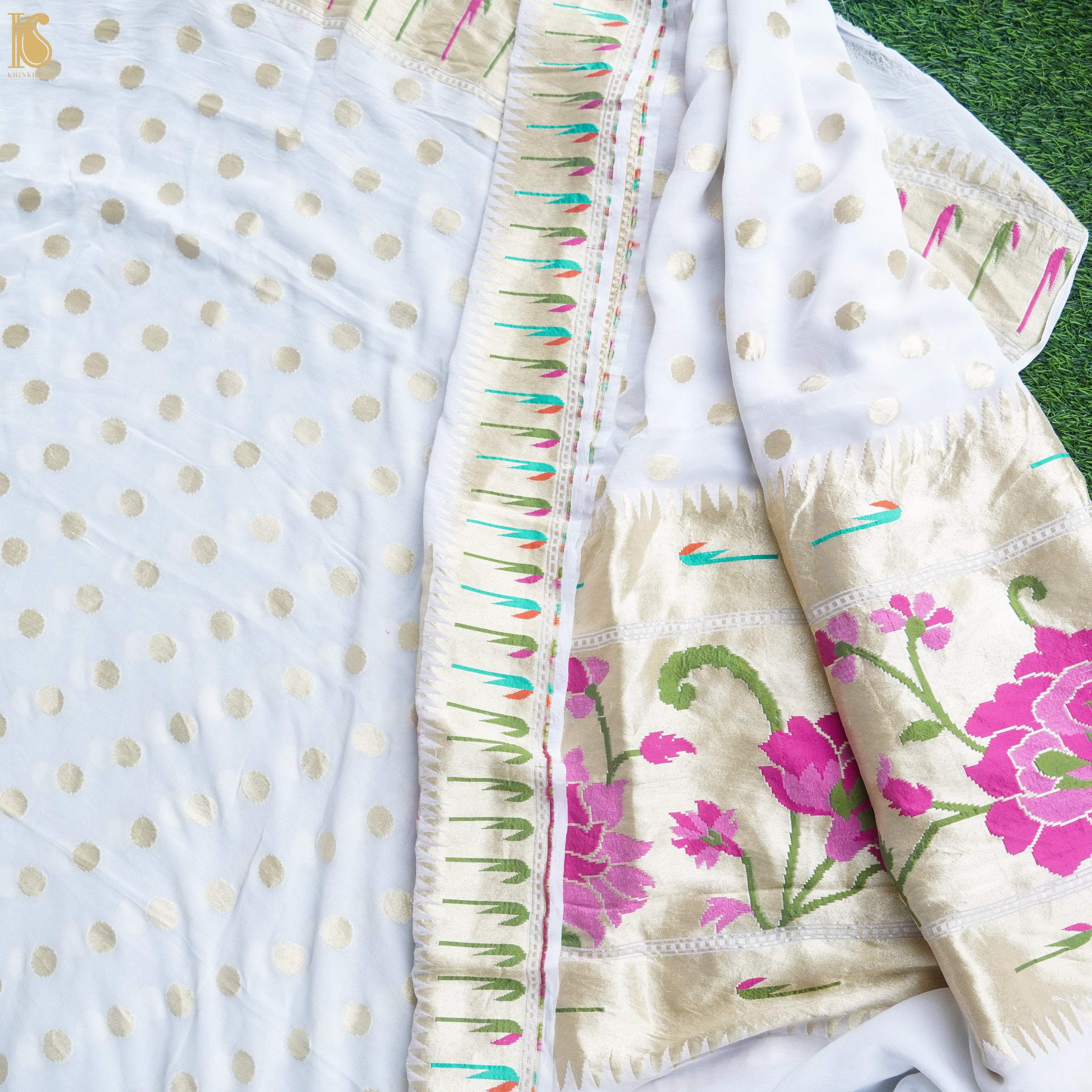 Juniper Green Handloom Pure Cotton Banarasi Jamdani Ektara Suit Fabric –  Khinkhwab