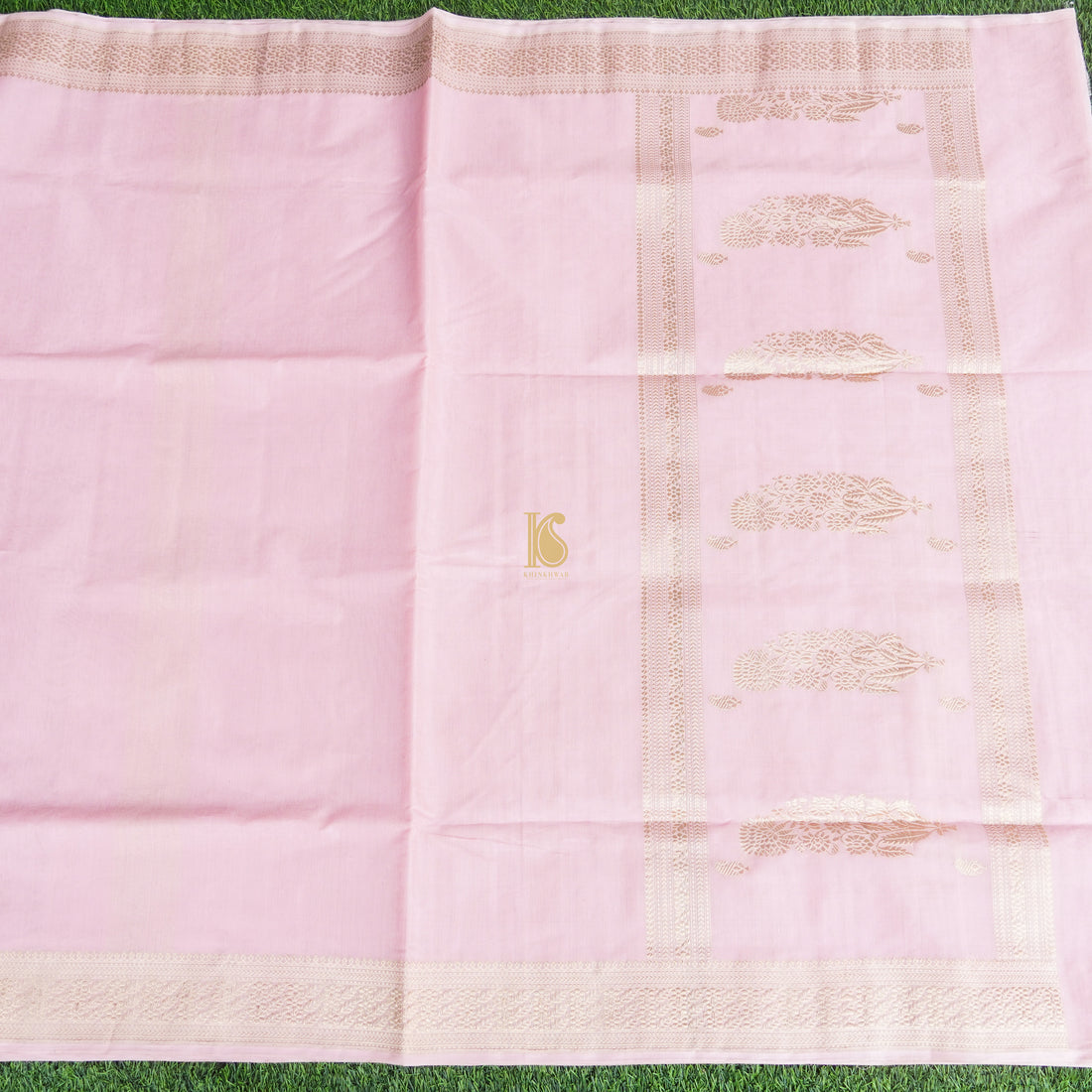 Classic Rose Pink Pure Cotton Handloom Banarasi Saree - Khinkhwab