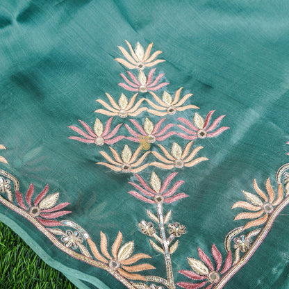 Handwoven Pure Georgette Organza Embroidery Saree – Khinkhwab