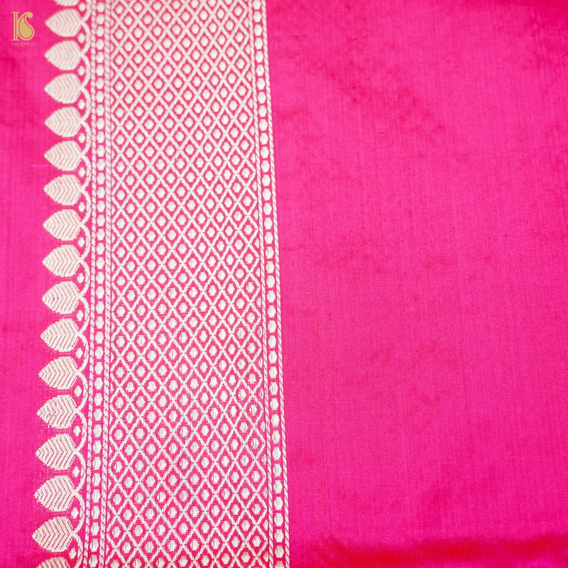 Strawberry Pink Handwoven Pure Katan Silk Kadwa Banarasi Rangkat Saree - Khinkhwab