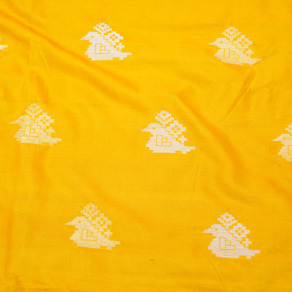 Yellow &amp; Black Handwoven Katan Silk Banarasi Suit Set - Khinkhwab