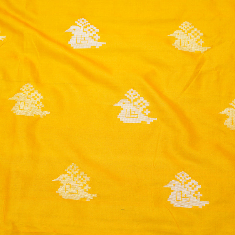 Yellow & Black Handwoven Katan Silk Banarasi Suit Set - Khinkhwab