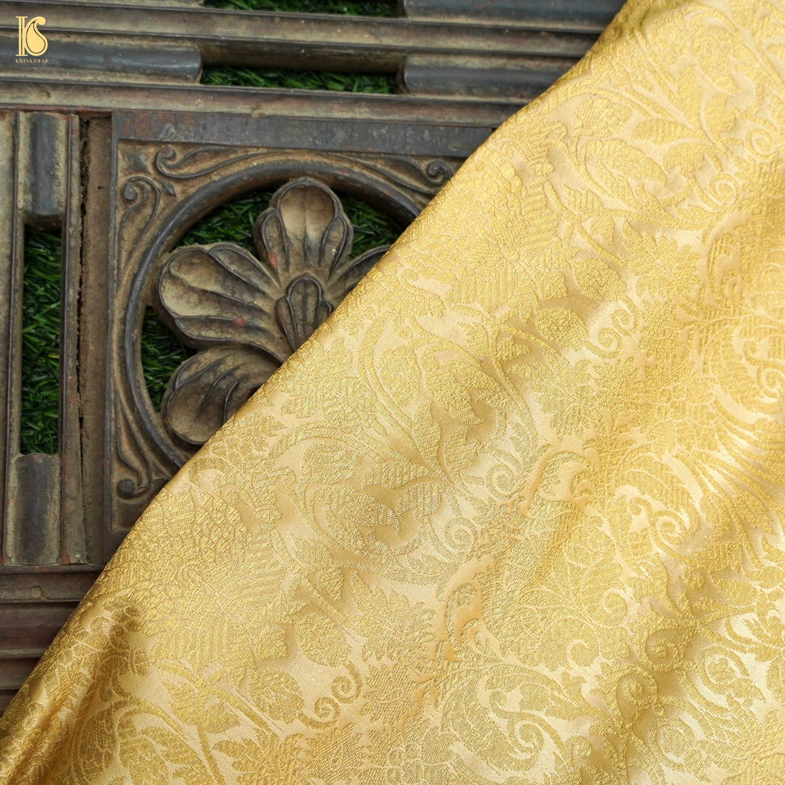 Beige Banarasi Semi Silk Fabric - Khinkhwab