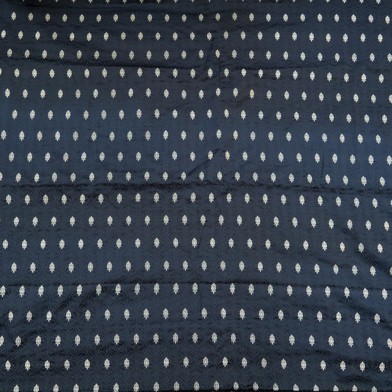 Black Pure Banarasi Silk Handwoven Tanchui Kurta Fabric - Khinkhwab