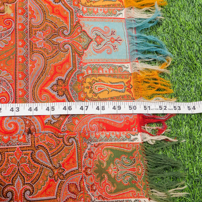 Red Pure Pashmina Handwoven Antique Kani Embriodery Kashmiri Shawl - Khinkhwab