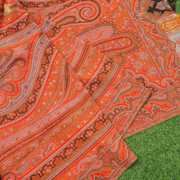 Red Pure Pashmina Handwoven Antique Kani Embriodery Kashmiri Shawl - Khinkhwab