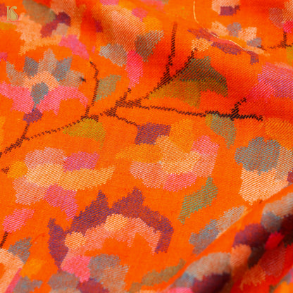 Persimmon Orange Pure Pashmina Handwoven Kani Embriodery Kashmiri Floral Shawl - Khinkhwab