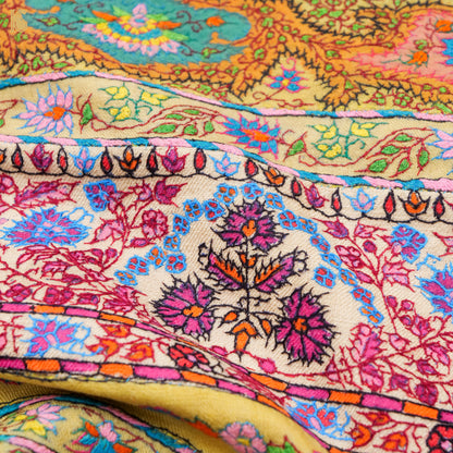 Red Pure Pashmina Handwoven Sozni Embriodery Kashmiri Shawl - Khinkhwab