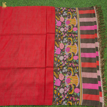 Red Pure Pashmina Handwoven Kani Embriodery Kashmiri Shawl - Khinkhwab
