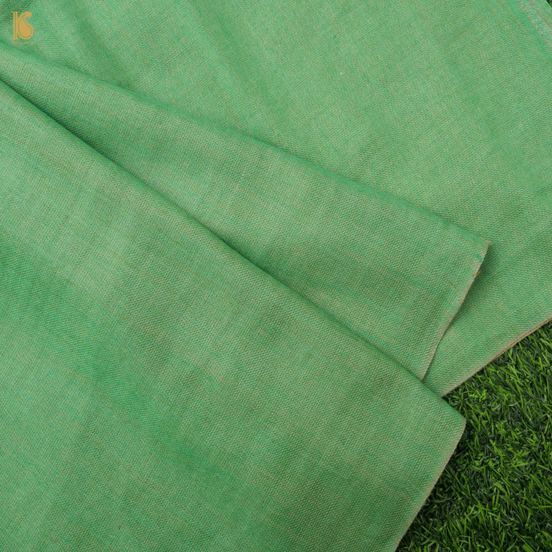 Amulet Green Tissue Semi Pashmina Handwoven Kashmiri Stole - Khinkhwab