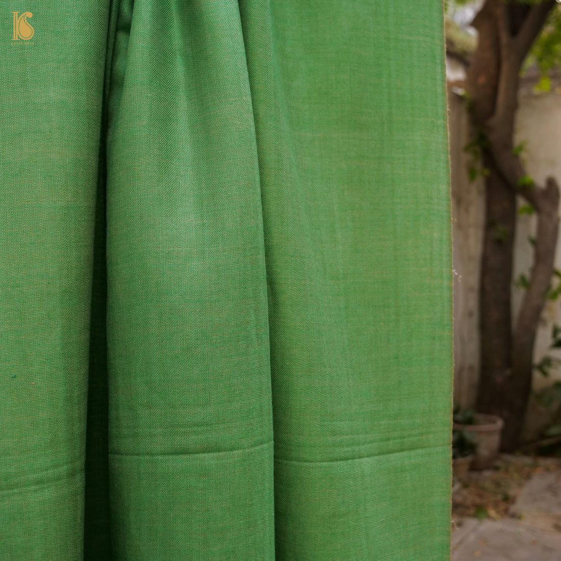 Amulet Green Tissue Semi Pashmina Handwoven Kashmiri Stole - Khinkhwab