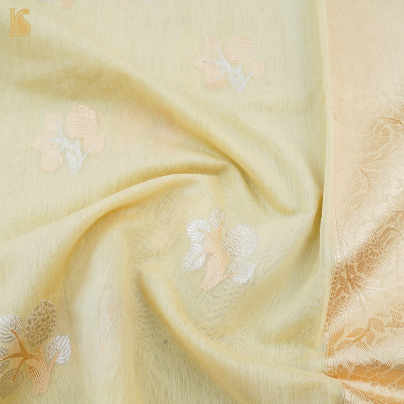 Heathered Gray Pure Cotton Handloom Banarasi Jamdani Saree - Khinkhwab