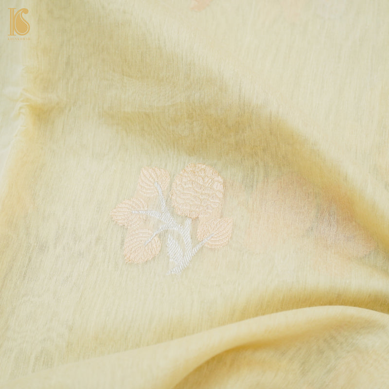 Heathered Gray Pure Cotton Handloom Banarasi Jamdani Saree - Khinkhwab