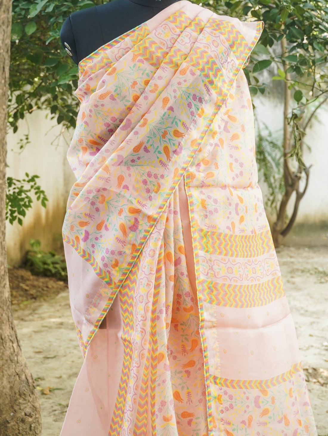 Lale - Beauty Bush Pink Pure Organza Print Saree - Khinkhwab