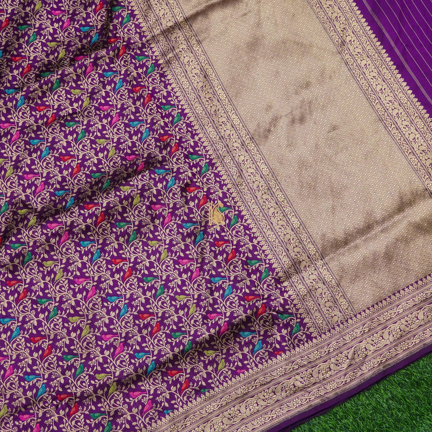 Handloom Pure Katan Silk Banarasi Meenakari Chidiya Saree - Colors - Khinkhwab
