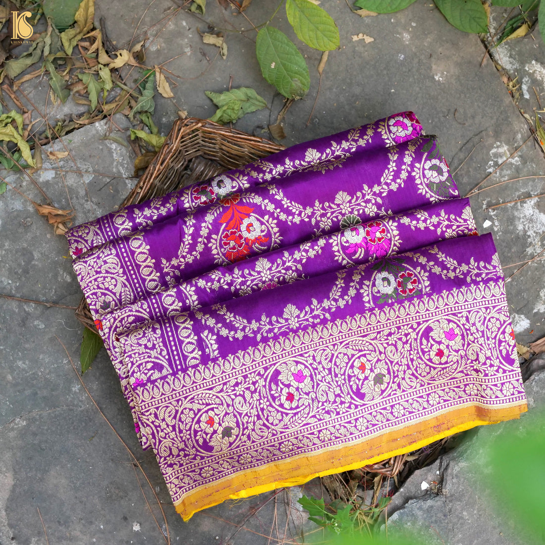 Orchid Purple Handloom Banarasi Pure Katan Silk Tilfi Mina Kadwa Jangla Saree - Khinkhwab