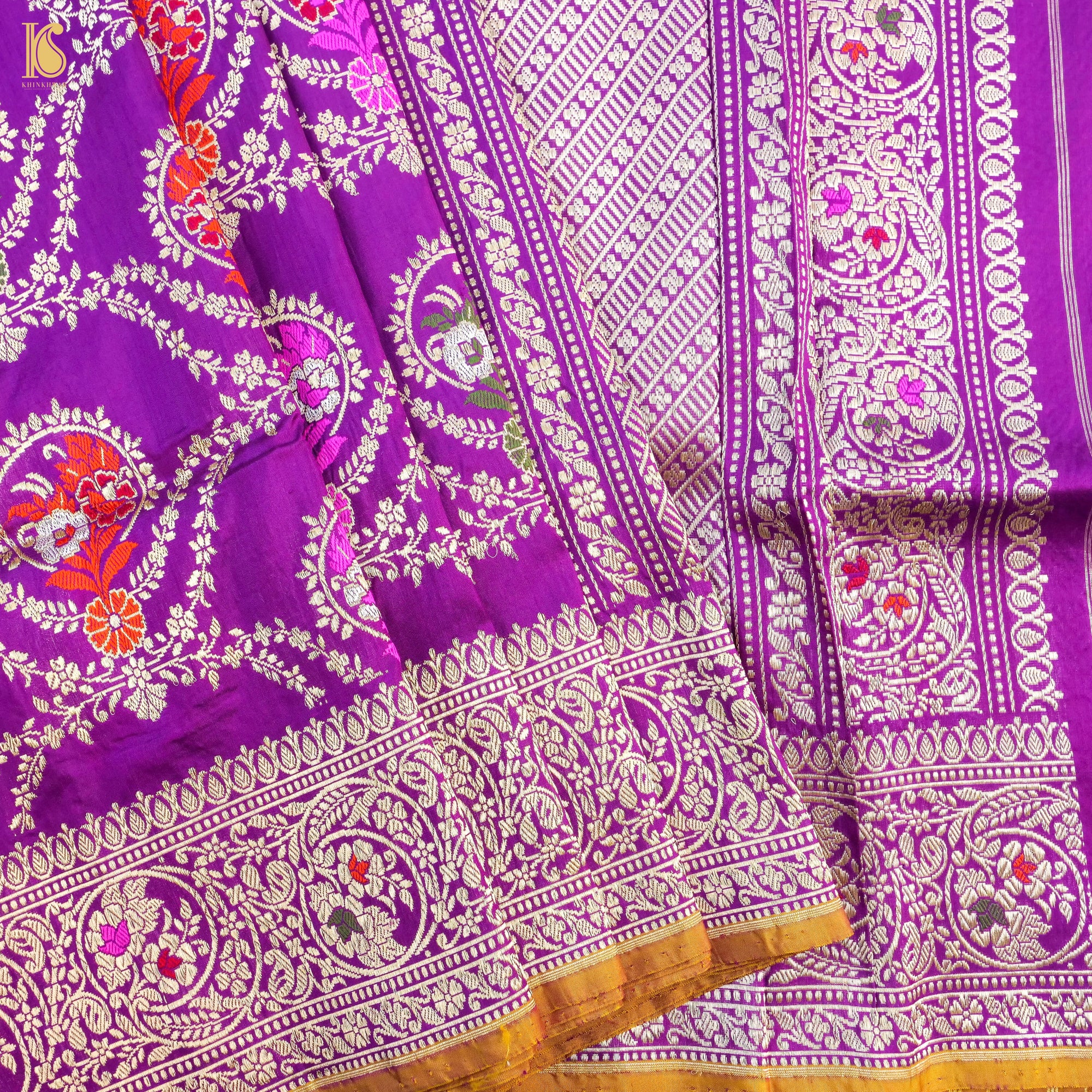 Handloom Banarasi Katan Silk Tilfi Kadwa Jangla Saree – Khinkhwab