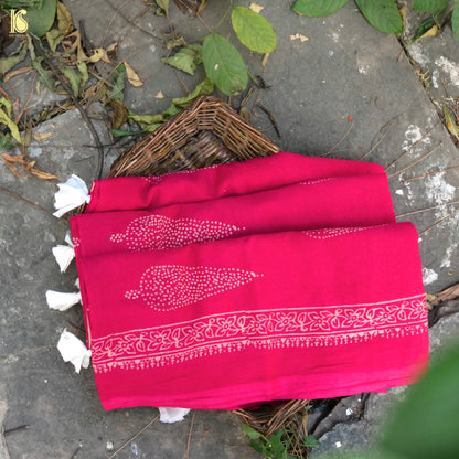 Red Pure Mul Cotton Ajrakh Saree - Khinkhwab