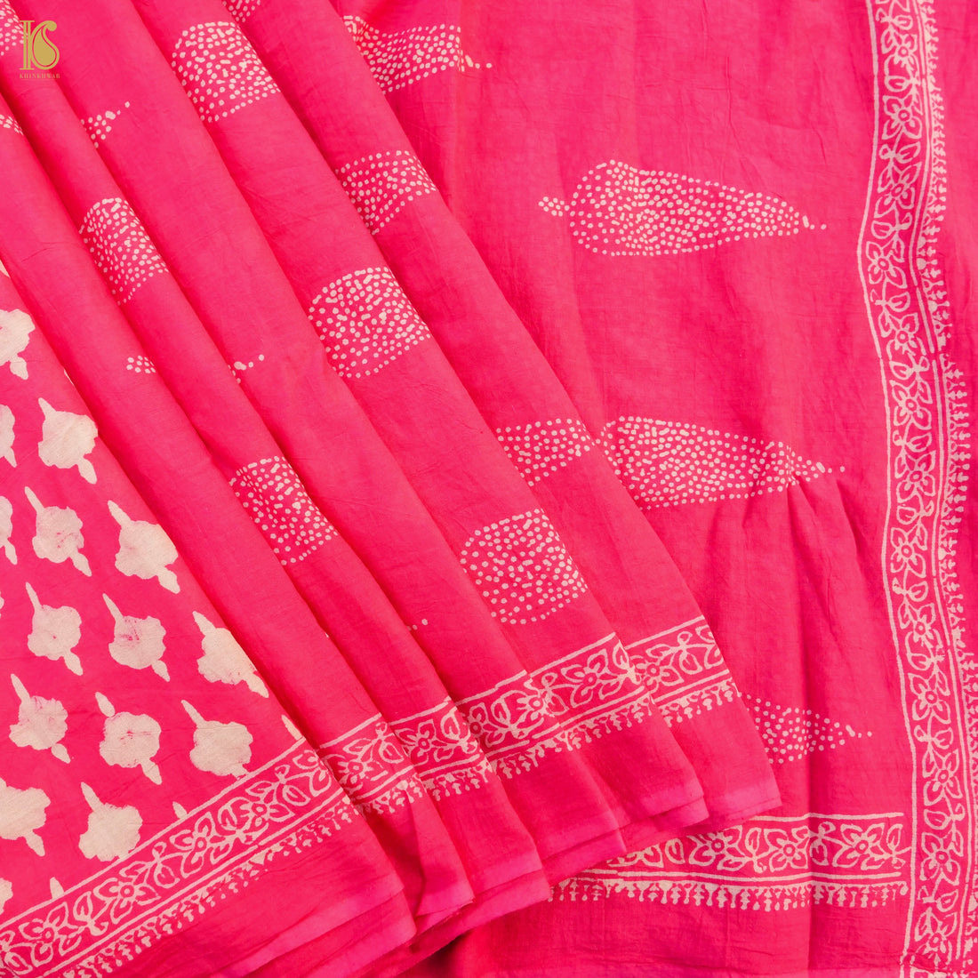 Red Pure Mul Cotton Ajrakh Saree - Khinkhwab