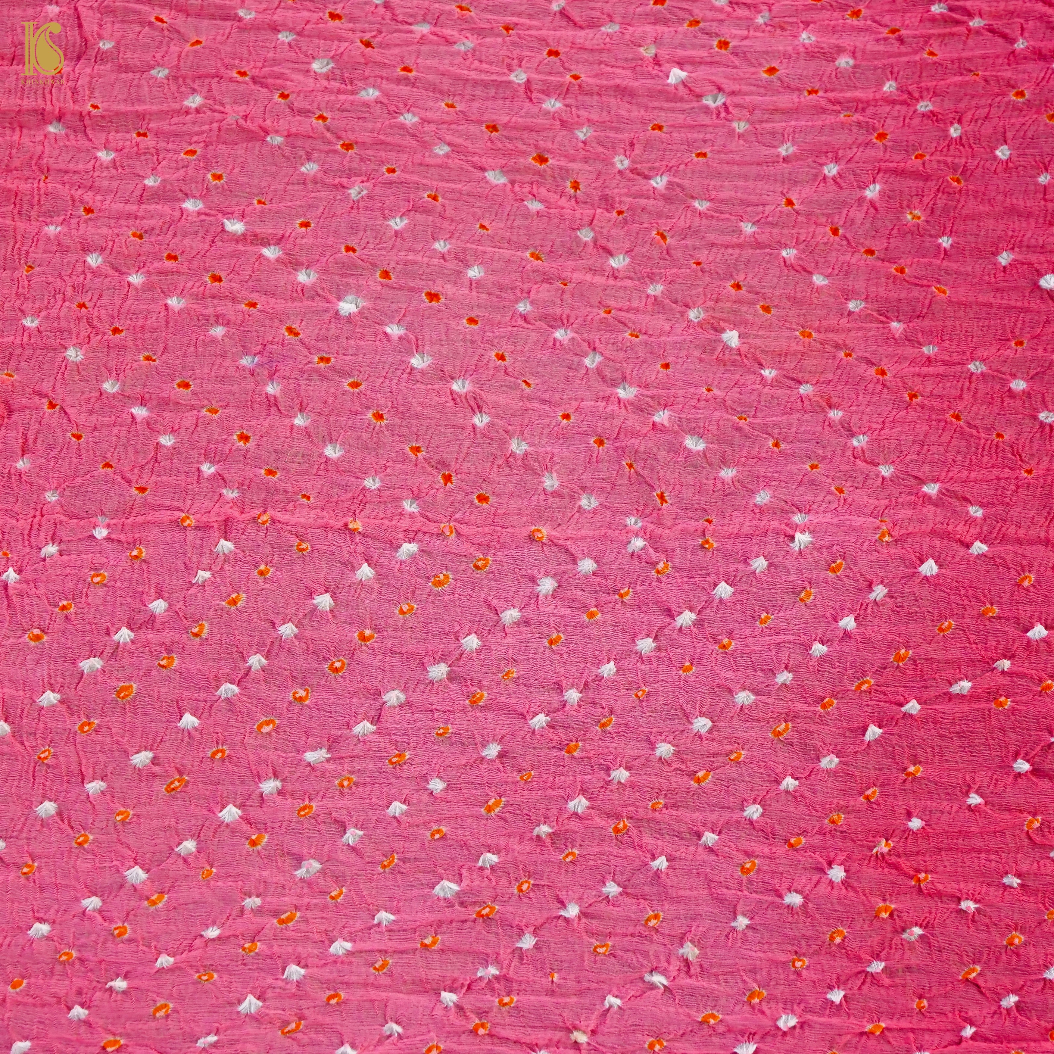 Shaded Pink Pure Georgette Bandhani Stole - Khinkhwab
