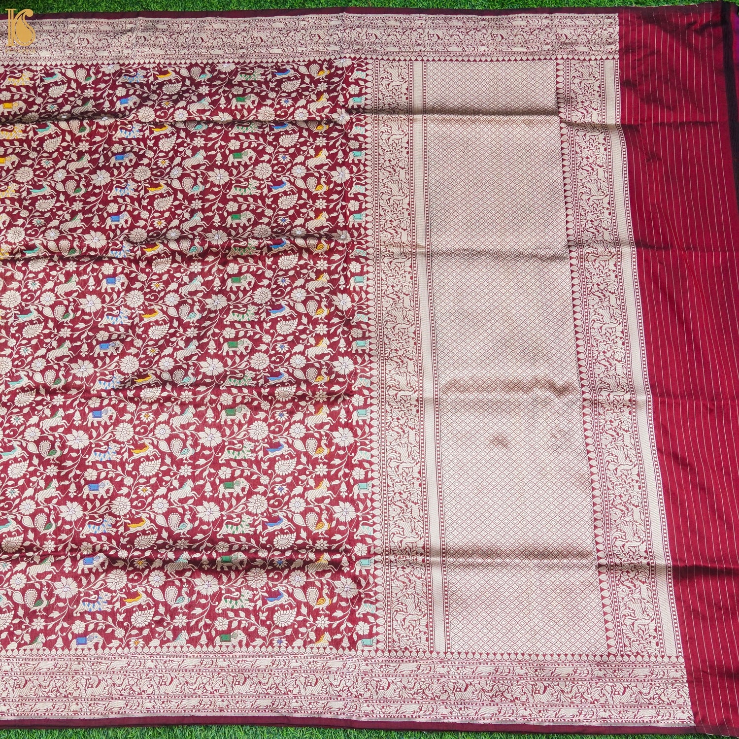 Old Rose Red Pure Katan Silk Handwoven Banarasi Shikargah Dupatta - Khinkhwab