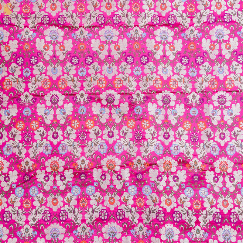 Persian Rose Kinkhab / Kimkhab Brocade Banarasi Fabric - Khinkhwab