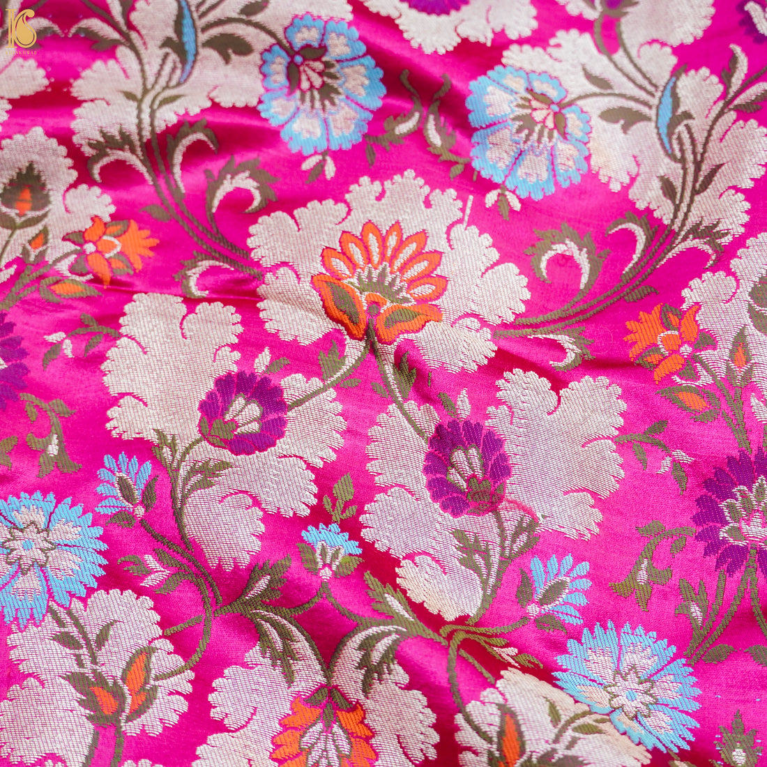 Persian Rose Kinkhab / Kimkhab Brocade Banarasi Fabric - Khinkhwab