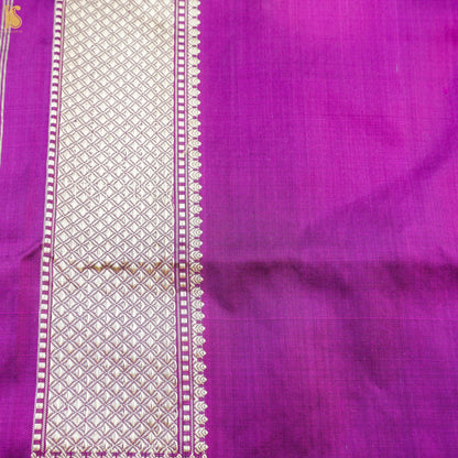 Violet Handloom Banarasi Katan Silk Nandi Jaal Saree - Khinkhwab
