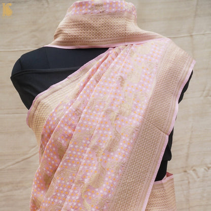 Baby Pink Pure Georgette Handloom Banarasi Saree - Khinkhwab