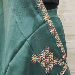 Handwoven Green Pure Georgette Organza Embroidery Saree - Khinkhwab