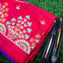 Crimson Red Gotta & Zardozi Hand Embroidered Pure Raw Silk Blouse Fabric - Khinkhwab