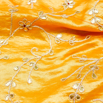 Kournikova Yellow Pure Organza Silk Dupatta with Gotta Patti Embroidery - Khinkhwab