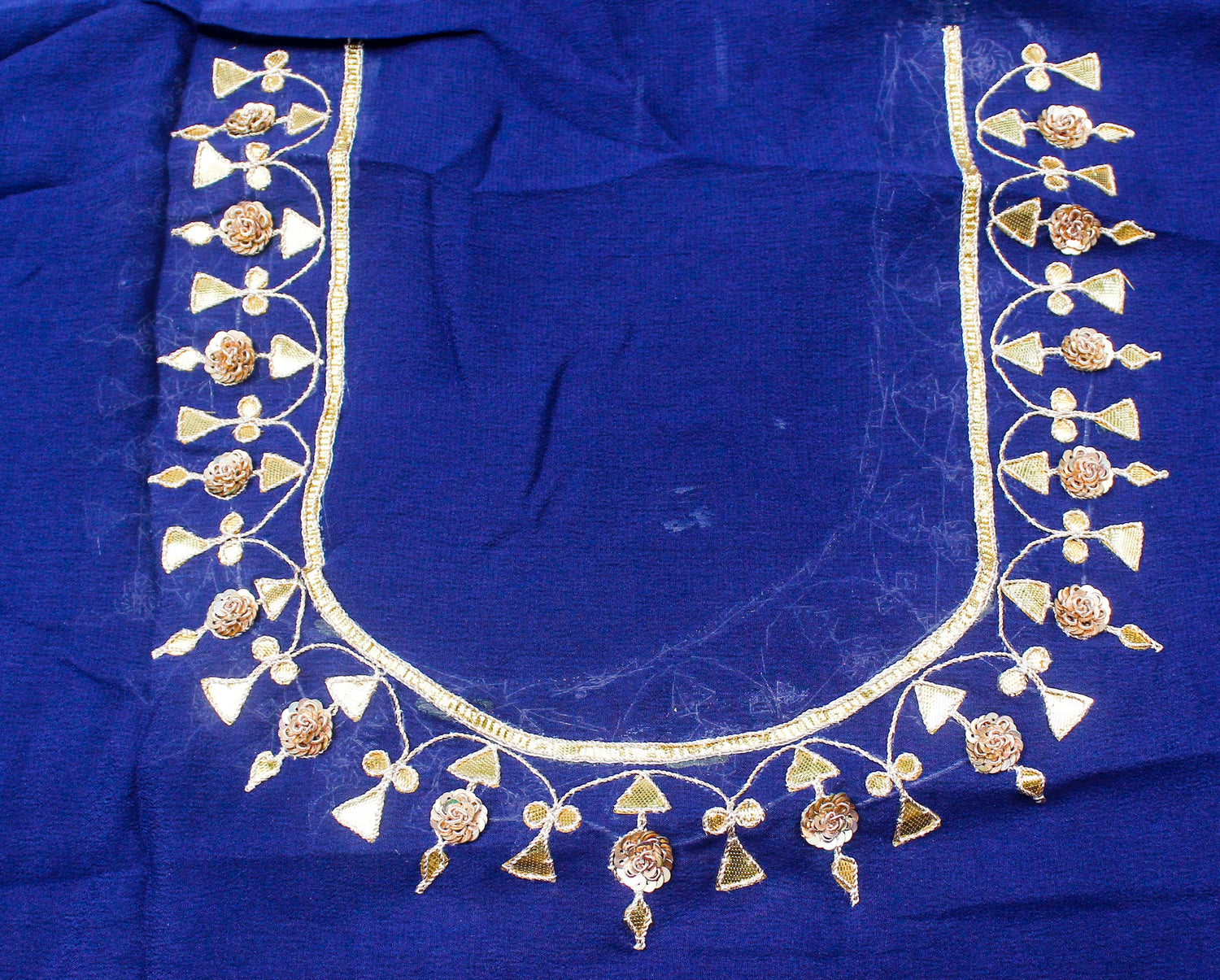 Midnight Blue Handloom Pure Georgette Banarasi Gotta Patti &amp; Zardoz Saree - Khinkhwab
