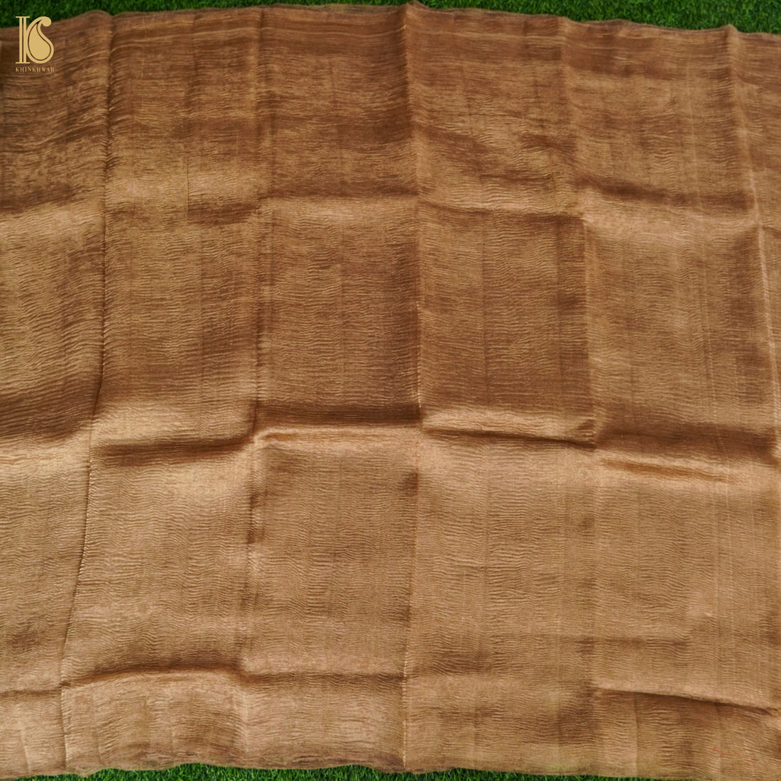Pale Brown Wrinkle Pure Tissue Silk Saree - Khinkhwab