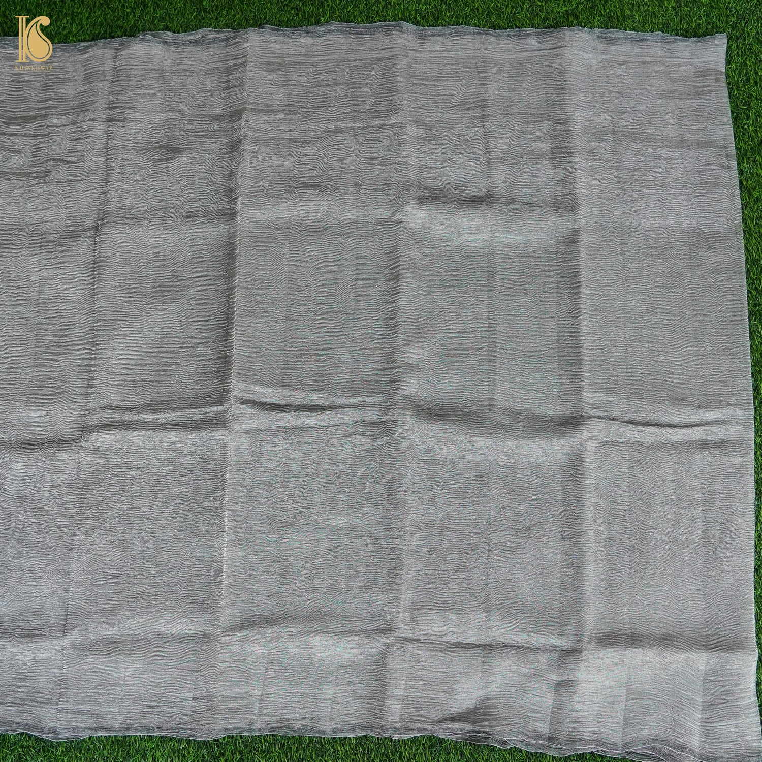 Regent Grey Wrinkle Pure Tissue Silk Saree - Khinkhwab