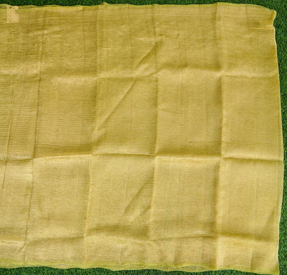 Sundance Yellow Wrinkle Pure Tissue Silk Saree - Khinkhwab