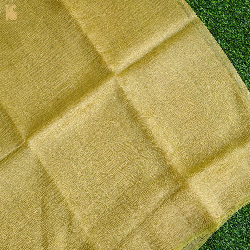 Sundance Yellow Wrinkle Pure Tissue Silk Saree - Khinkhwab