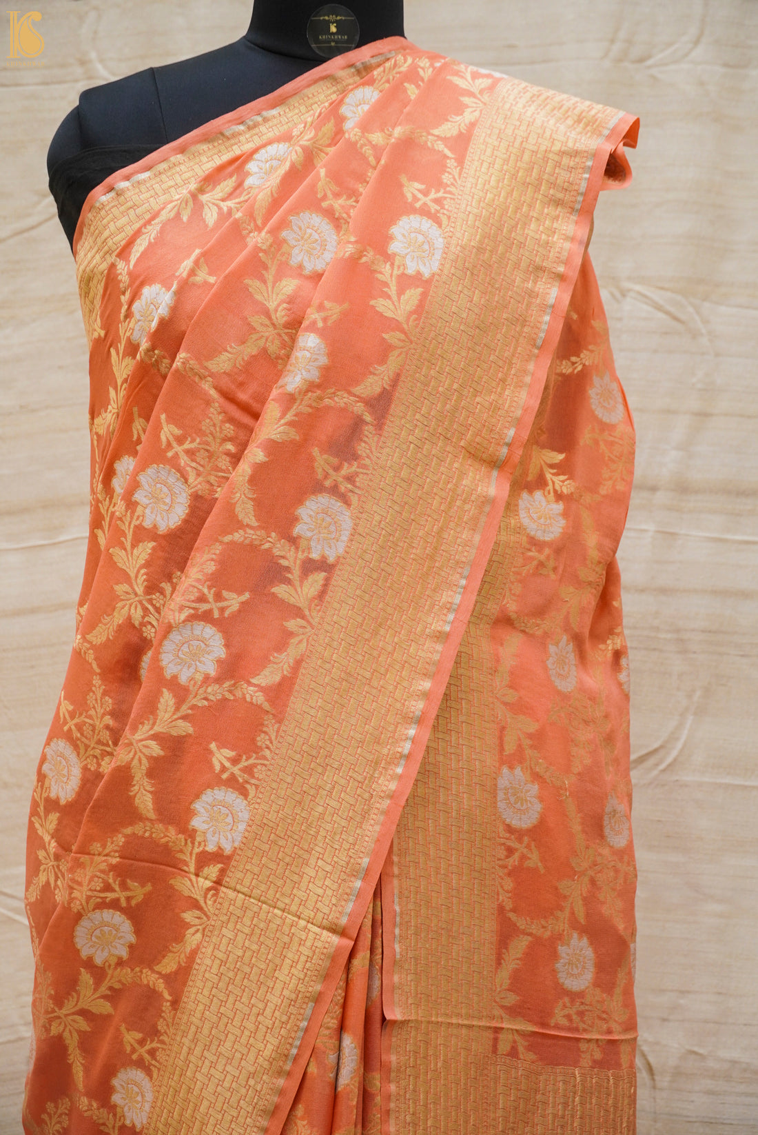 Pure Georgette Handloom Banarasi Peony Saree - Khinkhwab