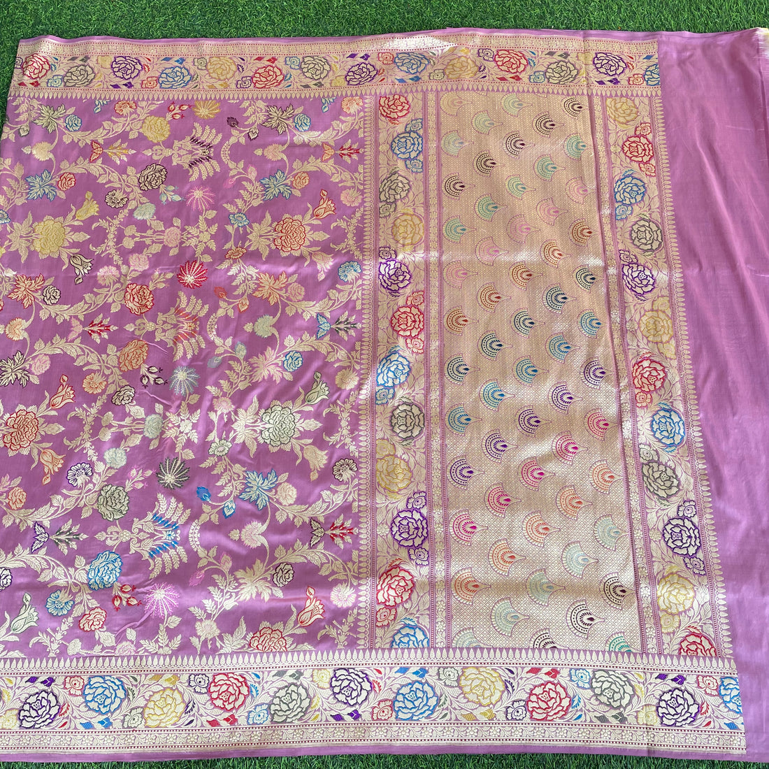 Fuchsia Pink Handloom Banarasi Pure Katan Silk Kadwa Meenakari Jaal Saree - Khinkhwab