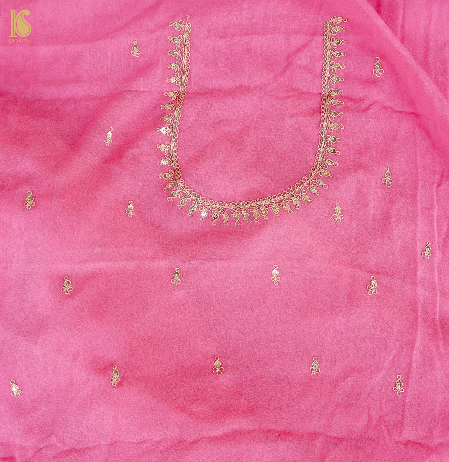 Tickle Me Pink Pure Georgette Embroidery Saree - Khinkhwab