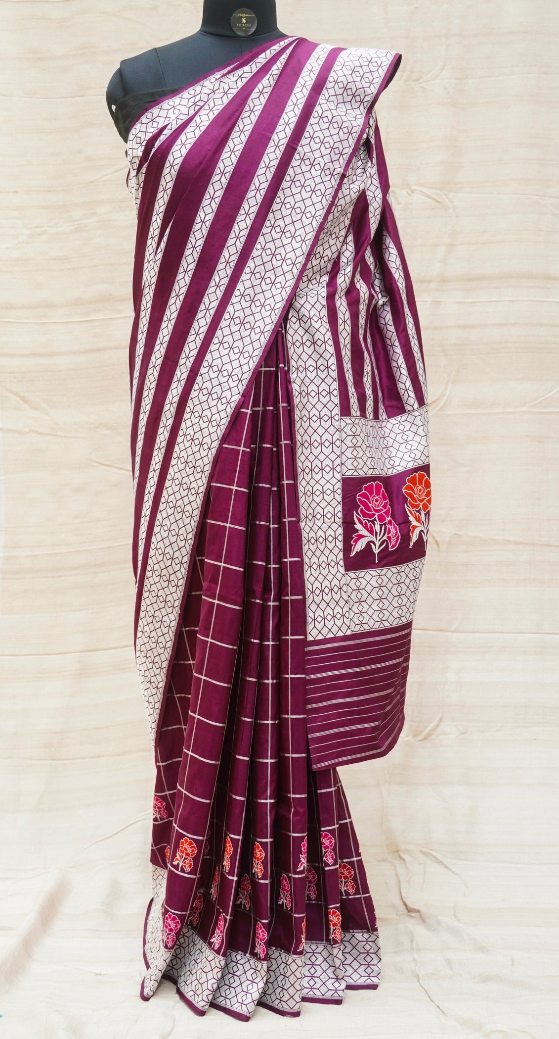 Pompadour Pure Katan Silk Handwoven Banarasi Kadwa Saree - Khinkhwab