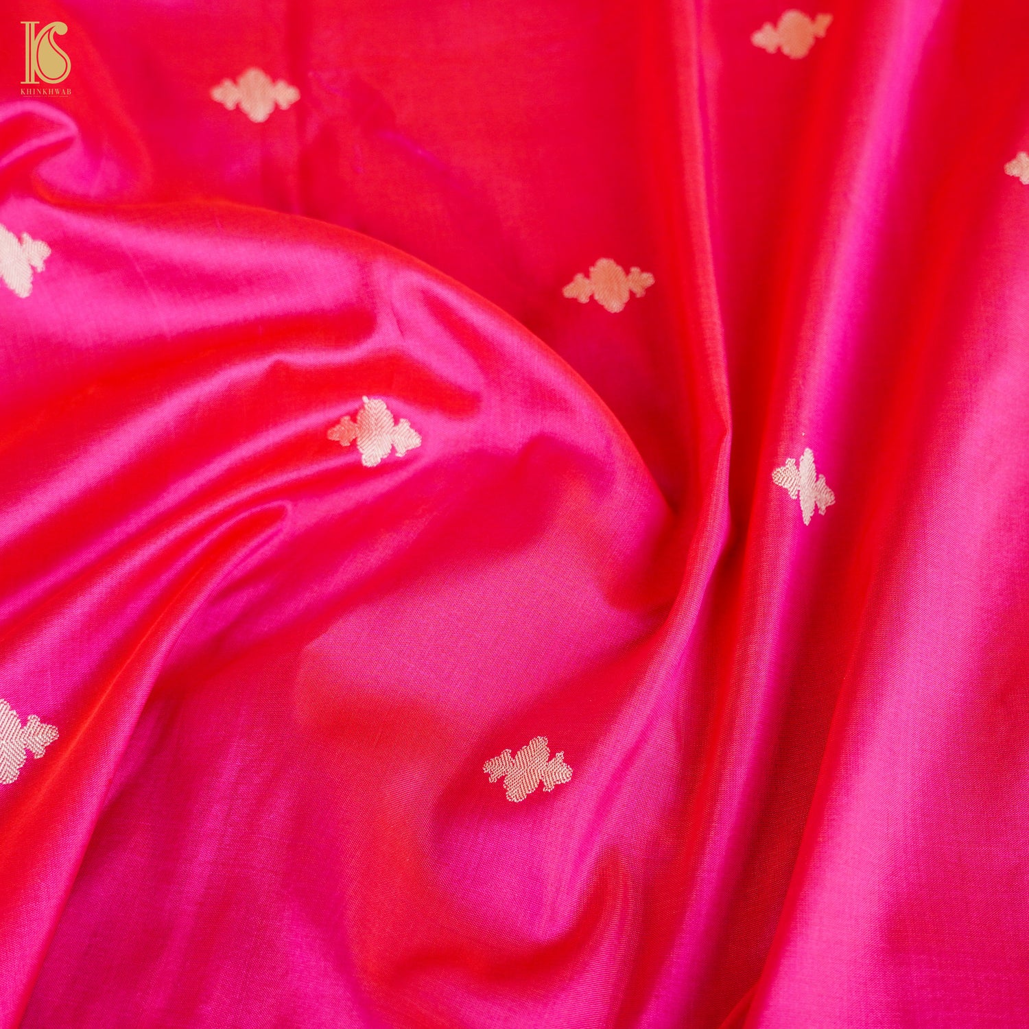 Pink &amp; Red Handwoven Katan Silk Banarasi Suit Set - Khinkhwab