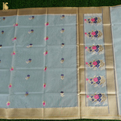 White Cotton Silk Meenakari Banarasi Suit Set - Khinkhwab