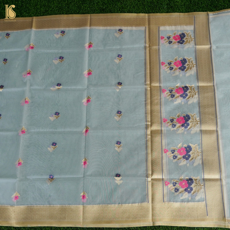 White Cotton Silk Meenakari Banarasi Suit Set - Khinkhwab