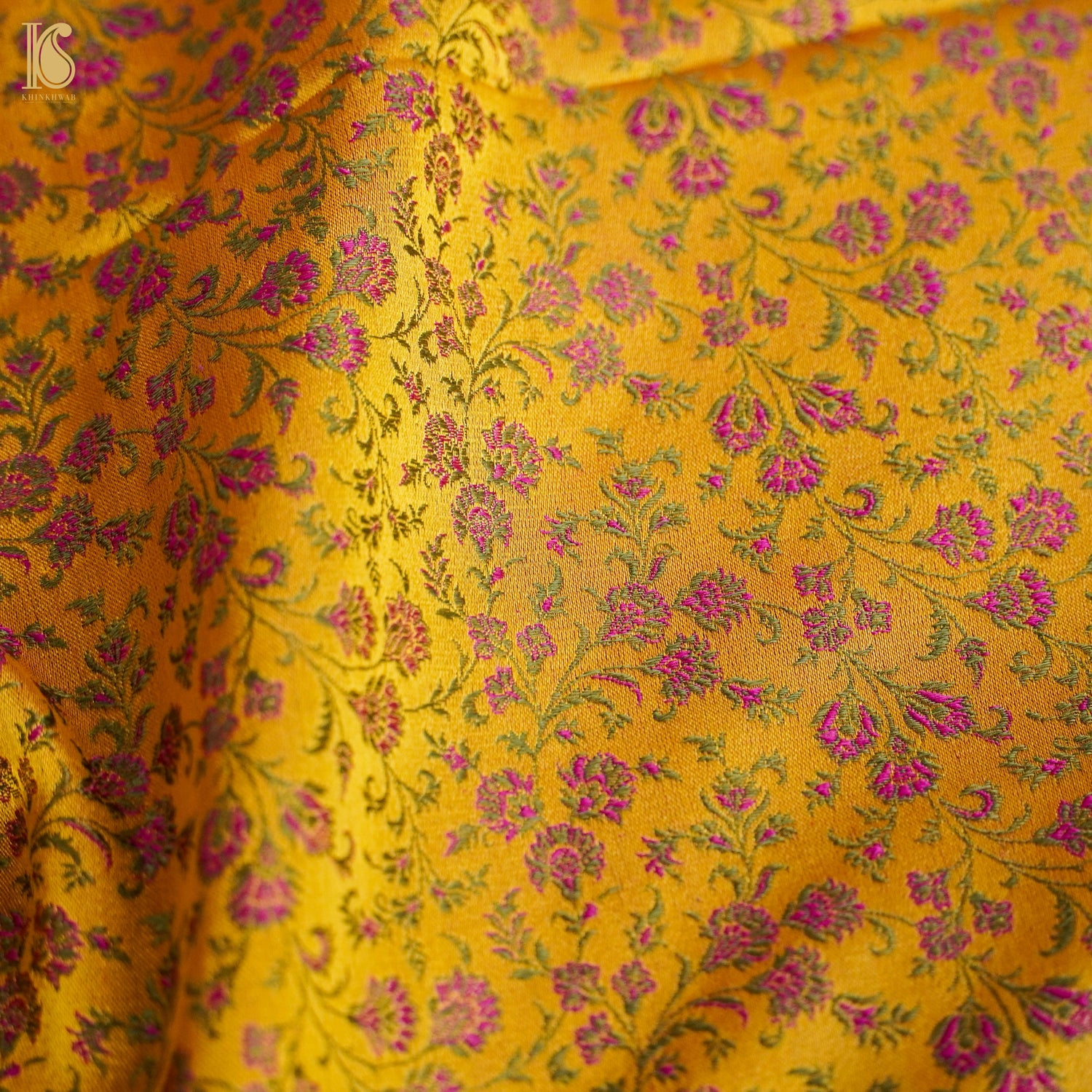 Galliano Yellow Pure Banarasi Silk Handwoven Tanchui Kurta Fabric - Khinkhwab