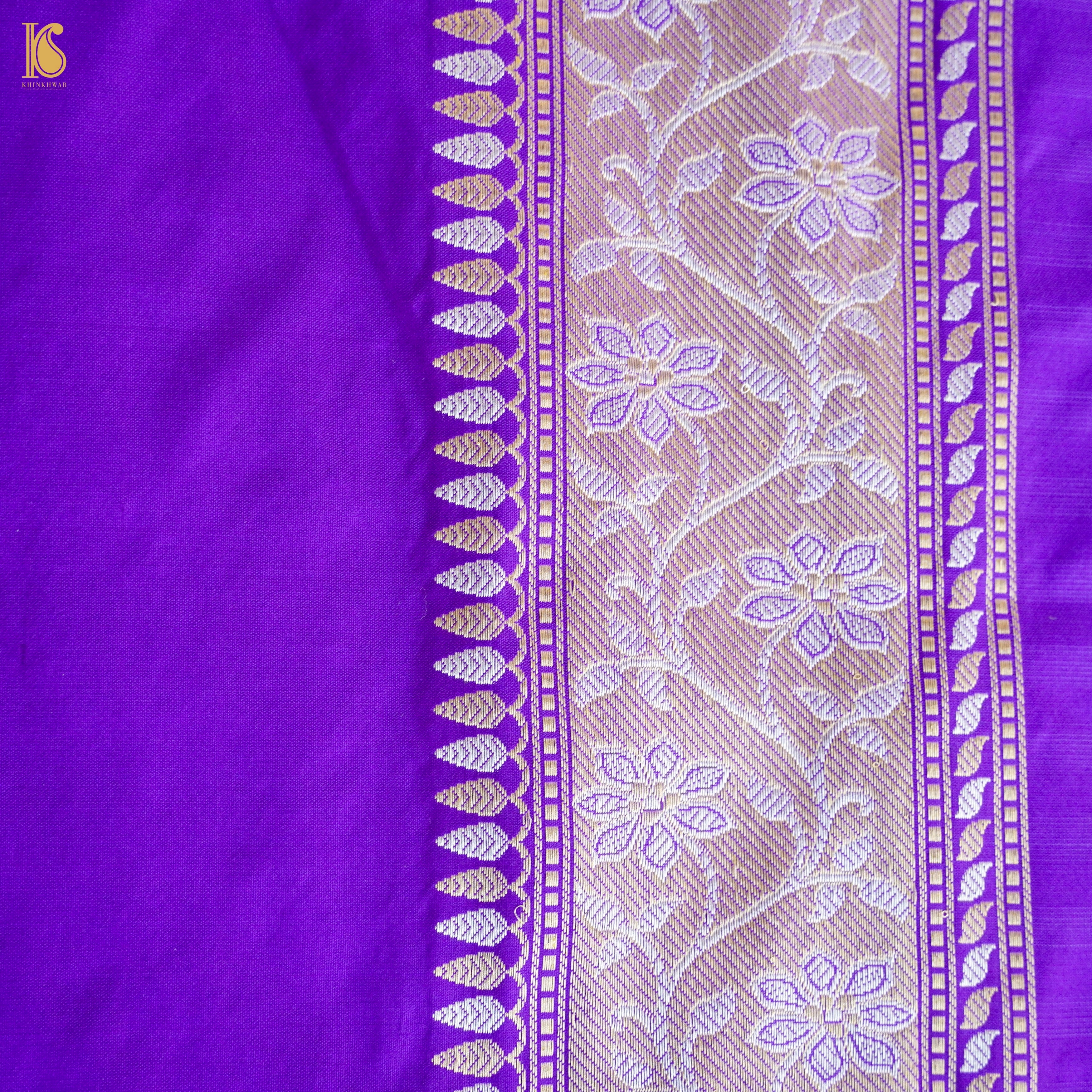 Indigo Handloom Banarasi Pure Katan Silk Kadwa Jaal Saree - Khinkhwab
